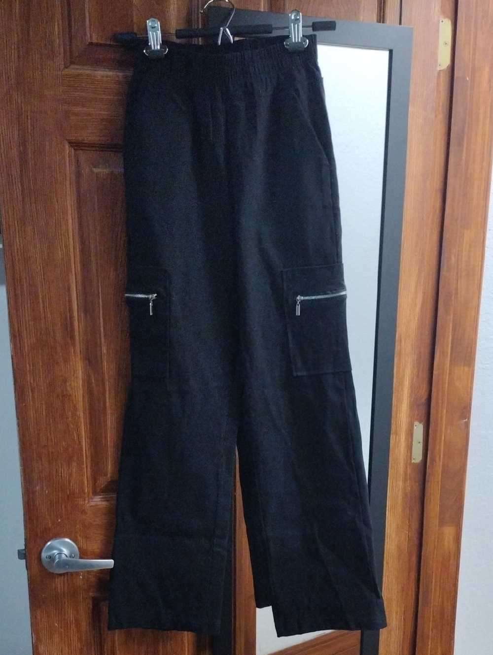 Women's Black Cargo Pants with Zip Pockets